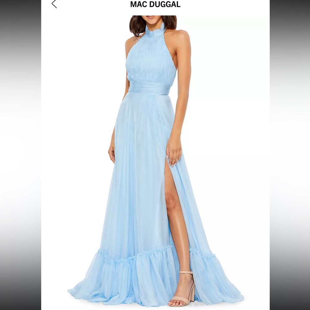 Mac Duggal Sky Blue Halter Prom Dress size 0